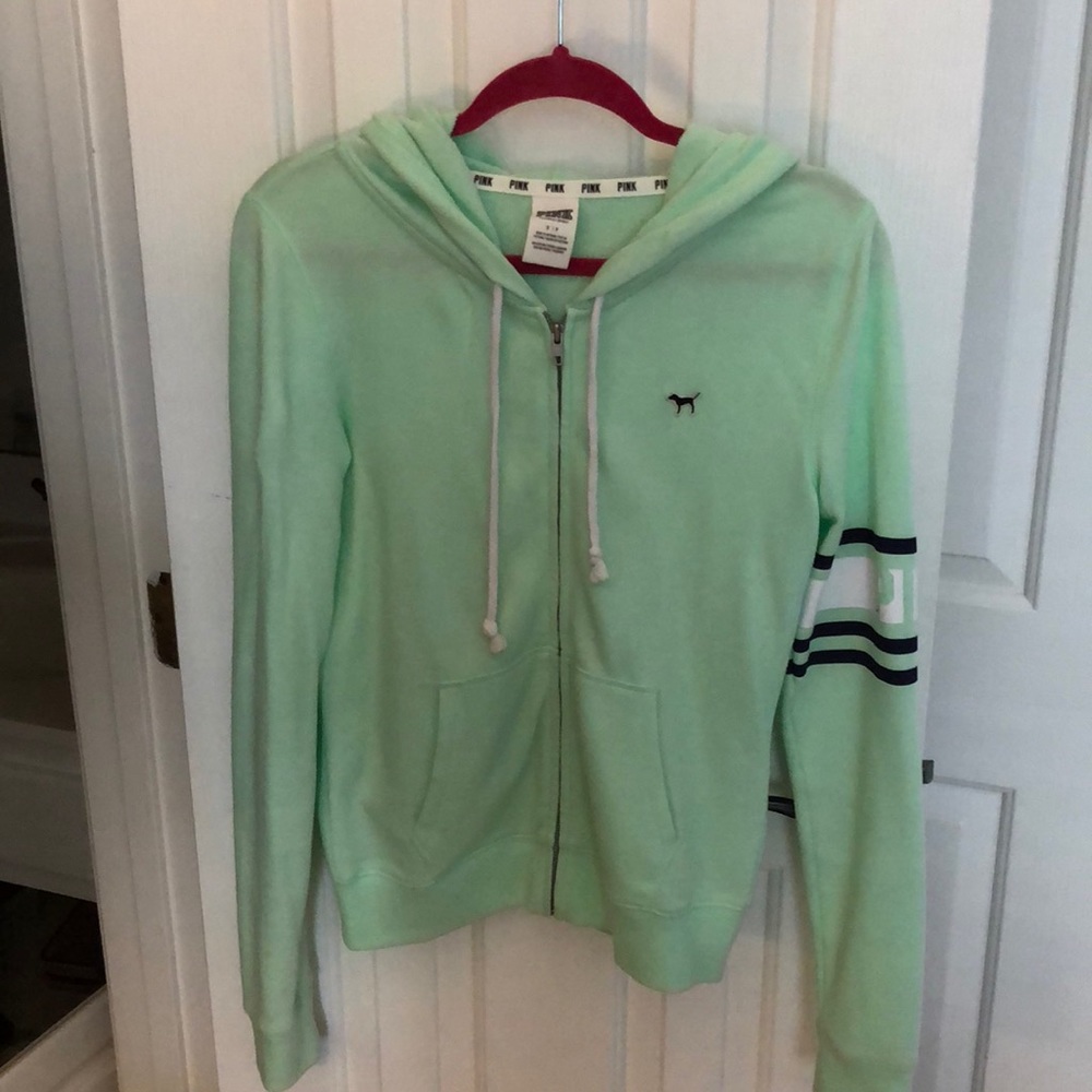 Light Green Victoria’s Secret PINK Zip Up Hoodie